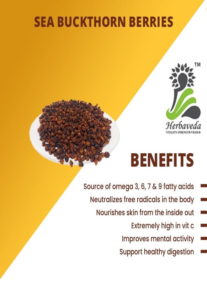 LEANBEING Herbaveda Pure Sea Buckthorn Berry |Premium Seabuckthorn Berry|For Skin And Immune Support |Rich In Fatty Acids| No Added Sugar (200g) - Image 2